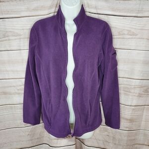 LL Bean women's full zip fleece jacket purple plum grape eggplant M Reg